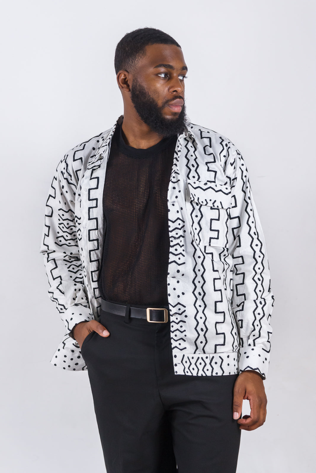 Obidike Black on white print jacket