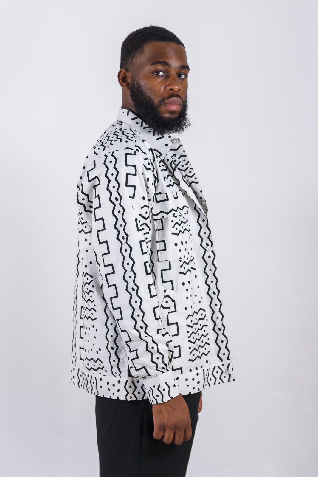 Obidike Black on white print jacket