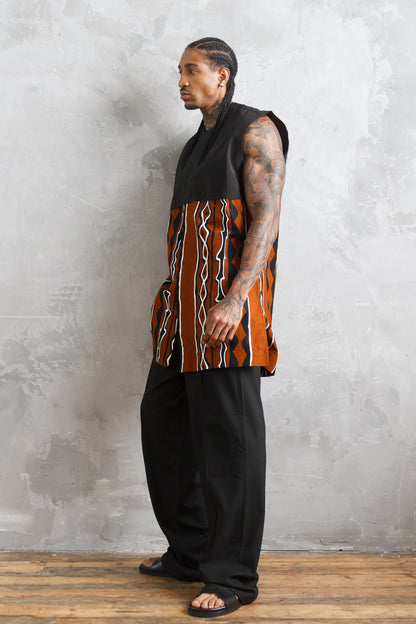 Kasali Men's African Mud Print Sleeveless Shirt