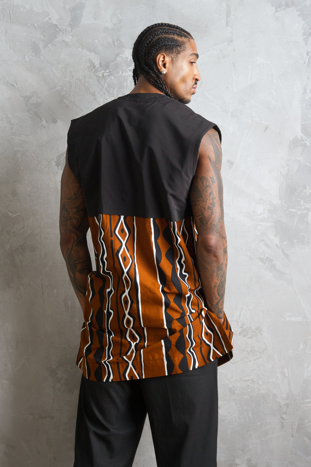 Kasali Men's African Mud Print Sleeveless Shirt