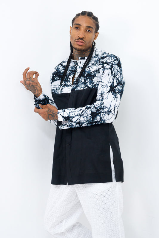 Babadudu Men's African Dye Print Long sleeve Shirt