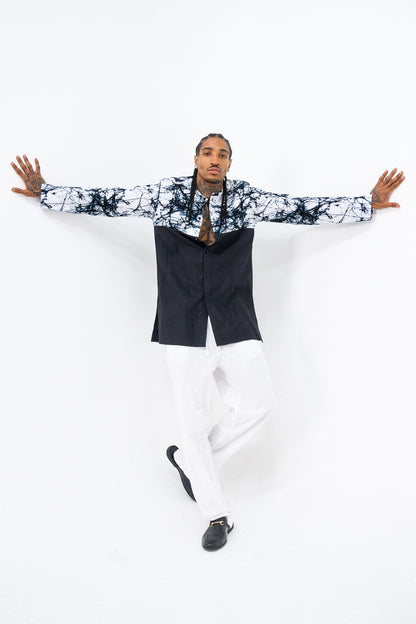 Babadudu Men's African Dye Print Long sleeve Shirt