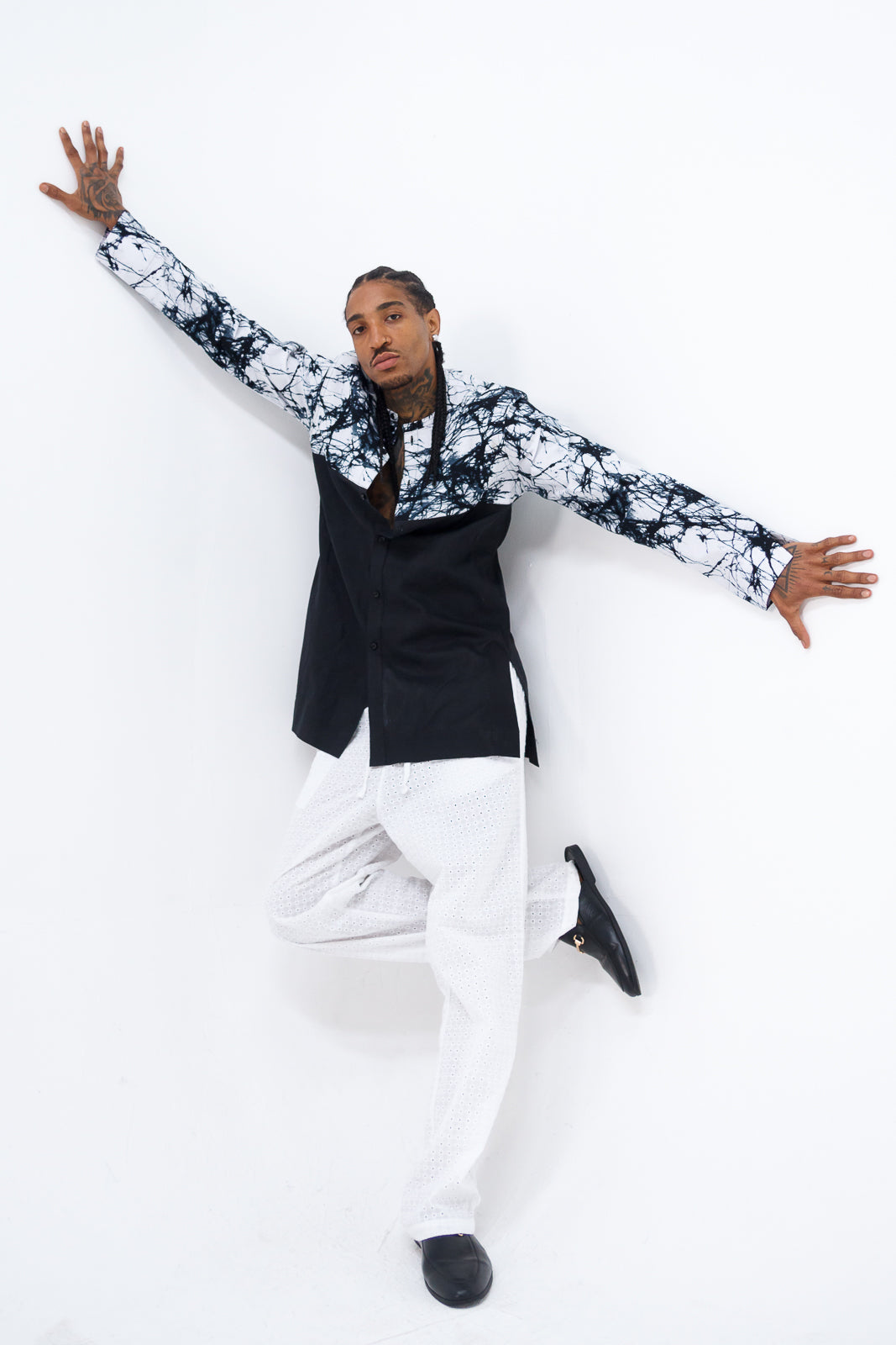 Babadudu Men's African Dye Print Long sleeve Shirt