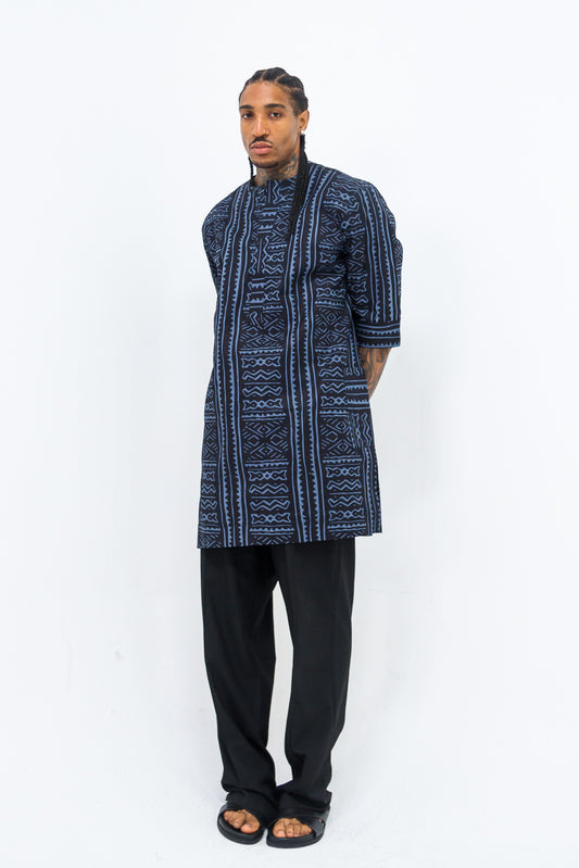 MAZELI Navy African Print Kaftan