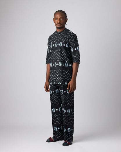 WURADI Men's African Print Shirt & Pant (Cowrie blue)