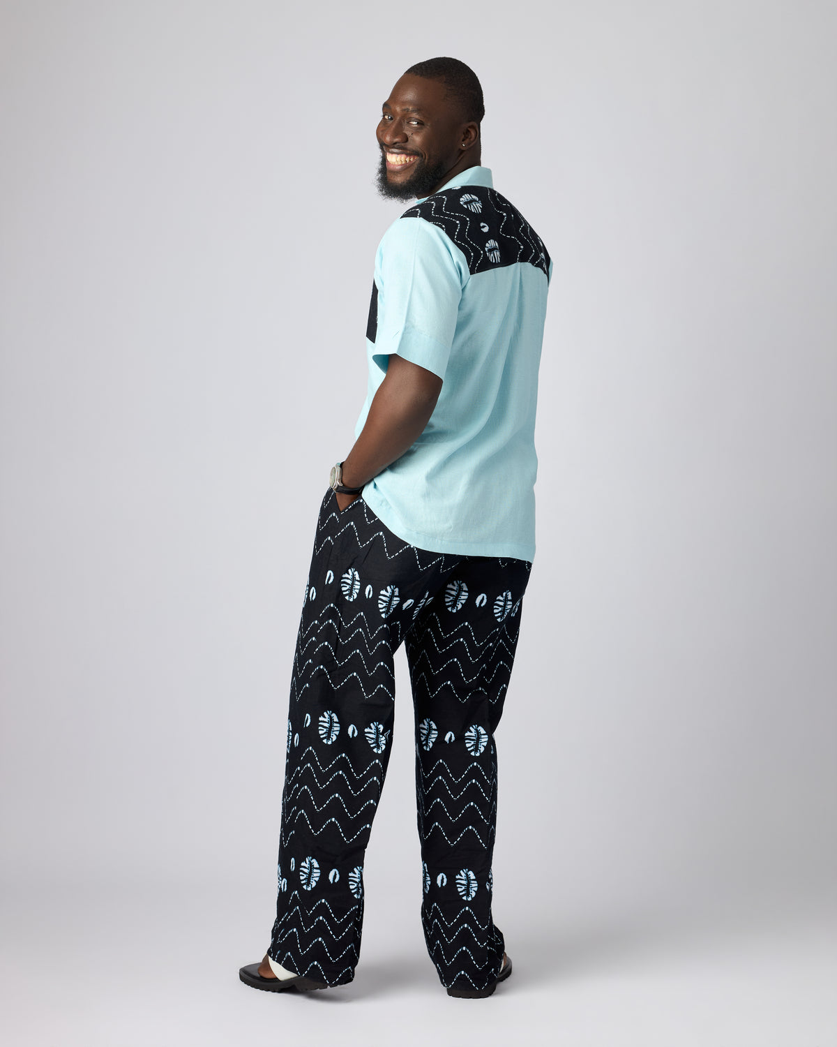 WURADI Men's African Print Set (Cowrie blue)