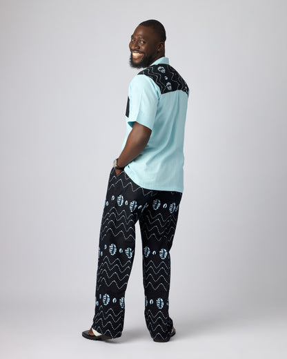 WURADI Men's African Print Set (Cowrie blue)