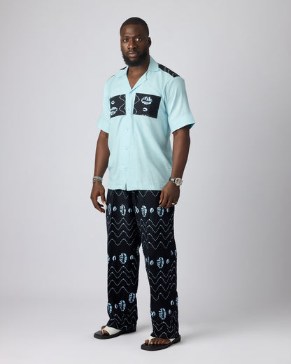 WURADI Men's African Print Set (Cowrie blue)