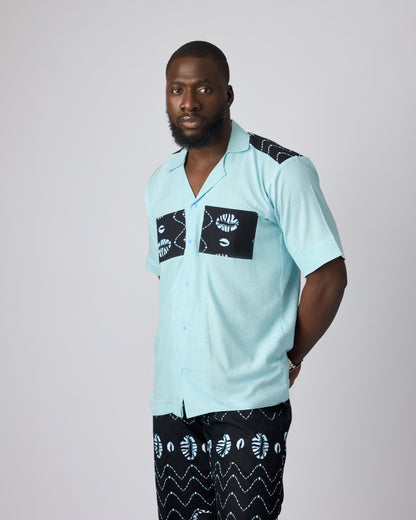 WURADI Men's African Print Set (Cowrie blue)